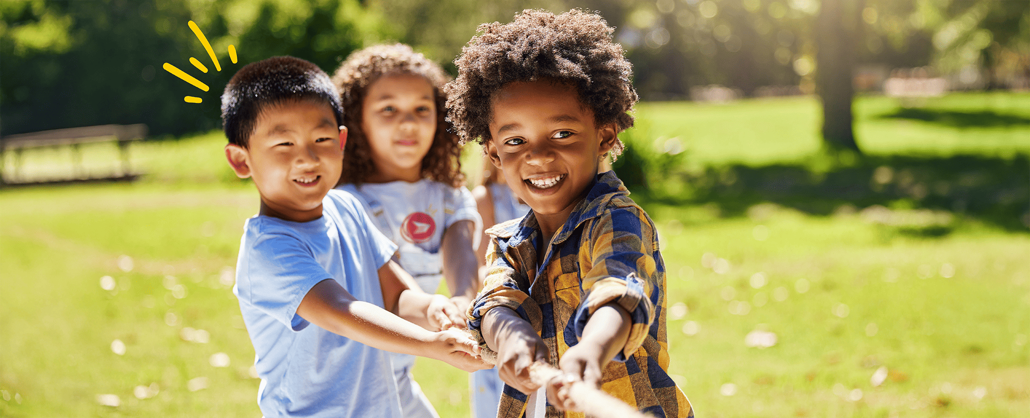 Happy children playing outside