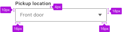 Dropdown spacing requirements